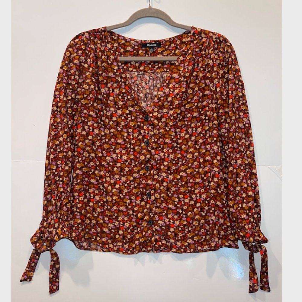 Floral Long Sleeve Button Down Blouse